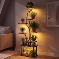 8-Tier Corner Plant Stand with Ambient LED Lights in 16 Colors