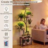 8-Tier Corner Plant Stand with Ambient LED Lights in 16 Colors