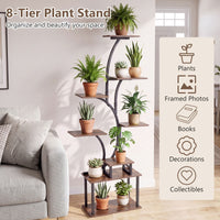 8-Tier Corner Plant Stand with Ambient LED Lights in 16 Colors