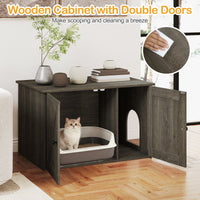 80 x 53 x 50 CM Wooden Indoor Cat House with Divider and Kitten Washroom for Living Room