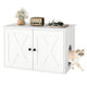 80 x 53 x 50 CM Wooden Indoor Cat House with Divider and Kitten Washroom for Living Room