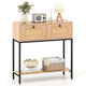 80 cm Boho Console Table 2-Tier Modern Narrow Entryway Table with 2 Drawers and Bottom Shelf