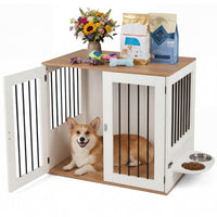 80 cm Dog Crate Furniture Indoor Wooden Dog Kennel with Double Lock Doors