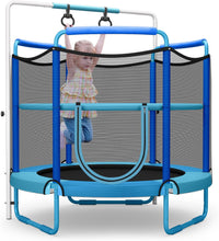 60"/5FT Trampoline for Kids, 3-in-1 Heavy Duty Mini Trampoline w/Ring and Horizontal Bar