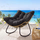 Outdoor Papasan Rocking Chair, Oversized PE Wicker Patio Egg Chair