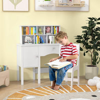 Kids Study Desk and Chair Set, Children Wooden Craft Table with Chair