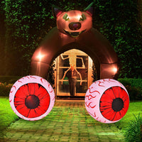 Giantex 2 Pack 0.9 M Halloween Inflatable Eyeballs with Air Blower Red LED Lights