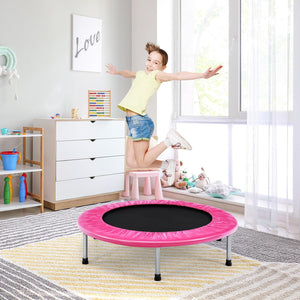 38” Mini Folding Trampoline, Portable Recreational Fitness Rebounder for Kids, Max Load 150kg