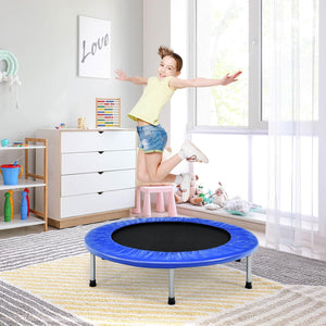 38” Mini Folding Trampoline, Portable Recreational Fitness Rebounder for Kids, Max Load 150kg