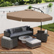 3m Offset Hanging Umbrella with Cover Patio Cantilever Umbrella w/Easy Tilt Adjustment