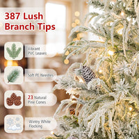 150/180cm Flocked Christmas Tree, Pre-Lit, Hinged