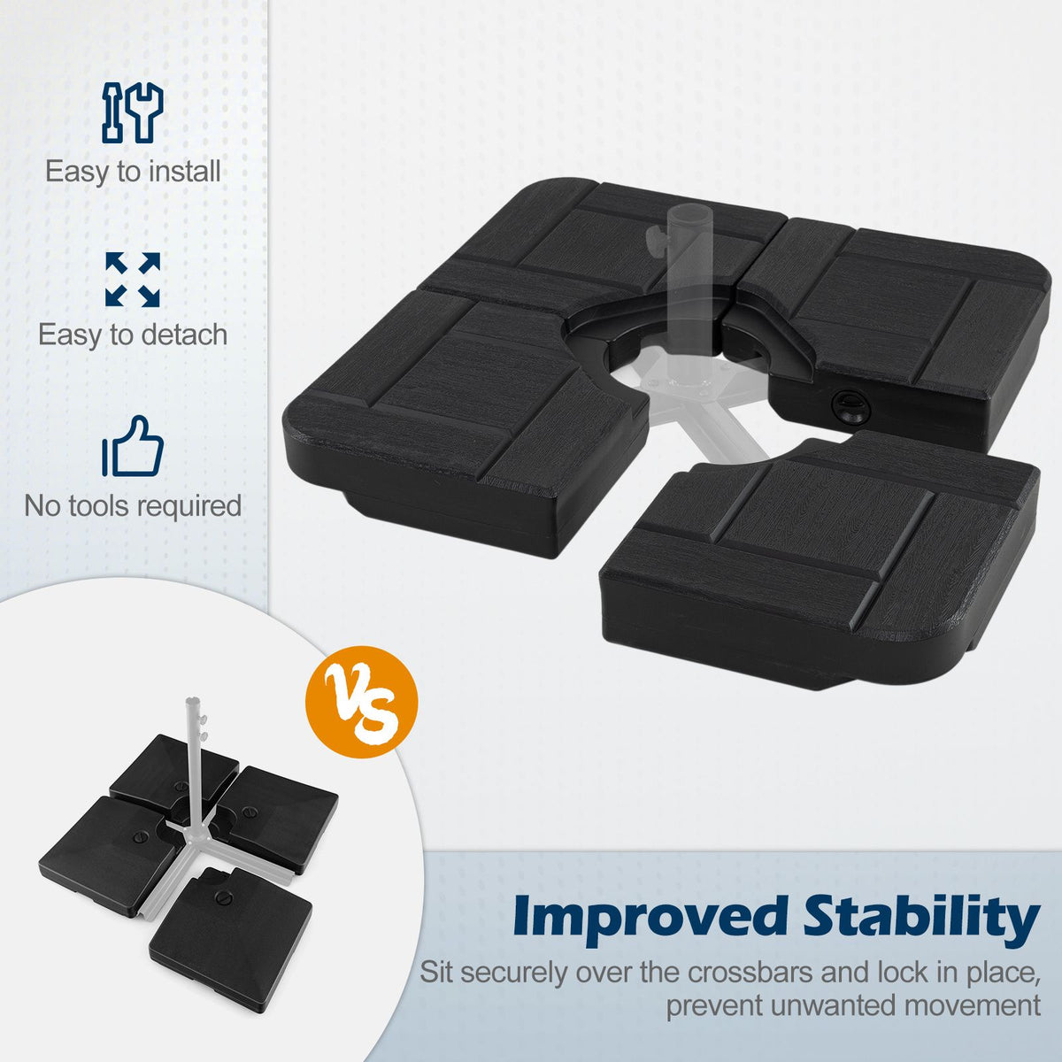 84kg Cantilever Offset Umbrella Base 4 Piece Fillable with Spout