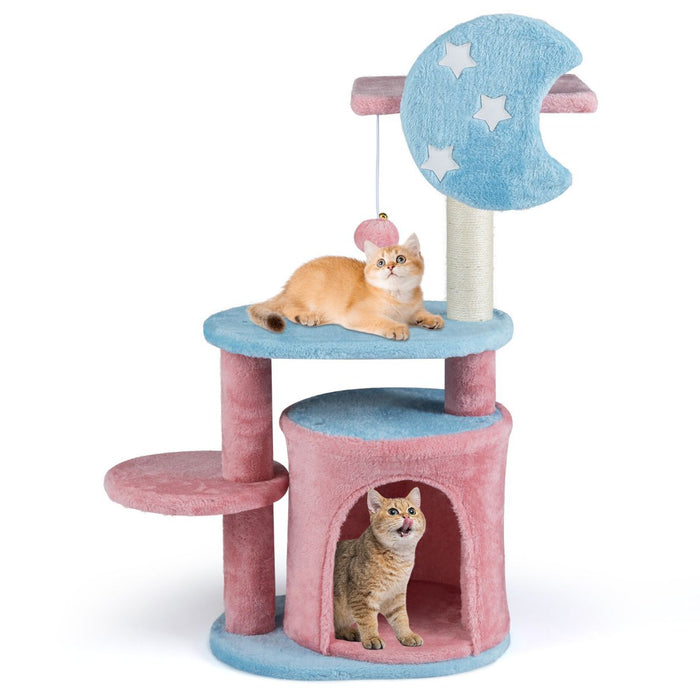 85 CM Cute Aesthetic Cat Tree with Sisal Scratching Post and Condo