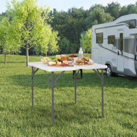 86 CM Square Folding Table with Carry Handle and Metal Legs for Picnic and Party