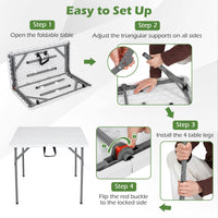 86 CM Square Folding Table with Carry Handle and Metal Legs for Picnic and Party
