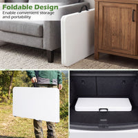 86 CM Square Folding Table with Carry Handle and Metal Legs for Picnic and Party