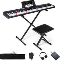 88-Key Electric Piano Keyboard, Digital Piano w/Adjustable Stand & Stool