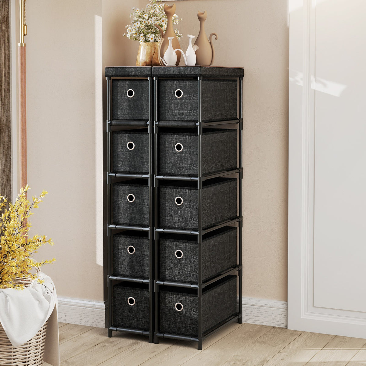 Narrow Dresser with 5 Drawers Slim Storage Tower Space-Saving Chest of Drawers