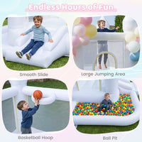 Inflatable Bounce House for Kids with Slide Basketball Hoop and Ball Pit