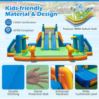 Inflatable Water Slide Water Park with 2 Long Slides and Soccer Gates (Without Blower)