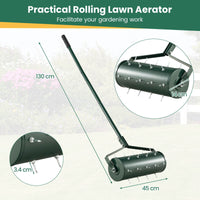 Heavy-Duty Rolling Aerator w/ Lawn Soil Penetrating Spikes & 130 cm Handle