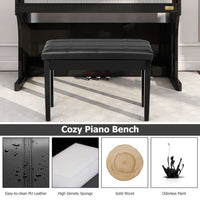 PU Leather Piano Bench with Padded Cushion and Music Storage