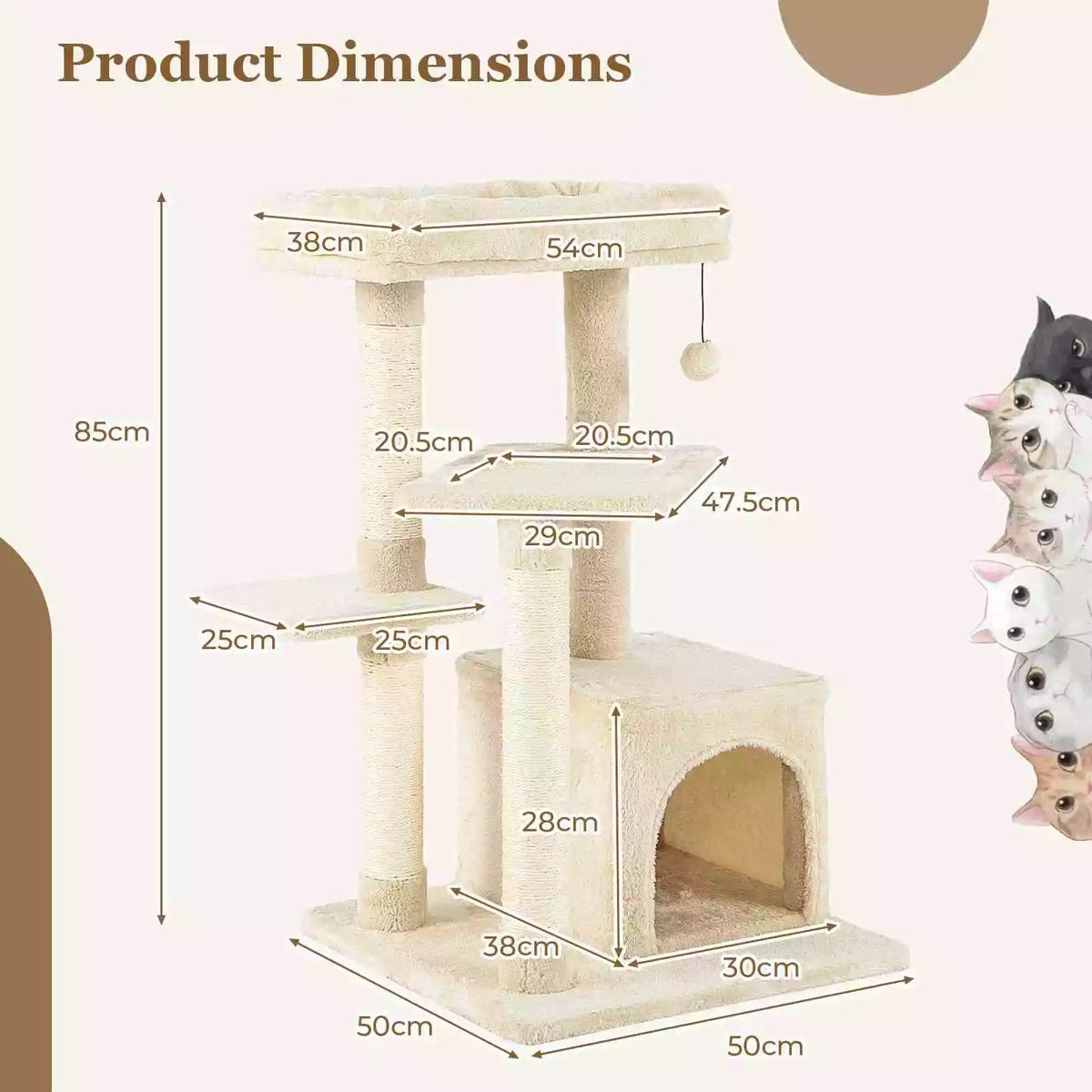 Giantex 4-Tier Cat Tree Indoor Activity Cat Tower w/ Perch & Hanging Ball for Play Rest