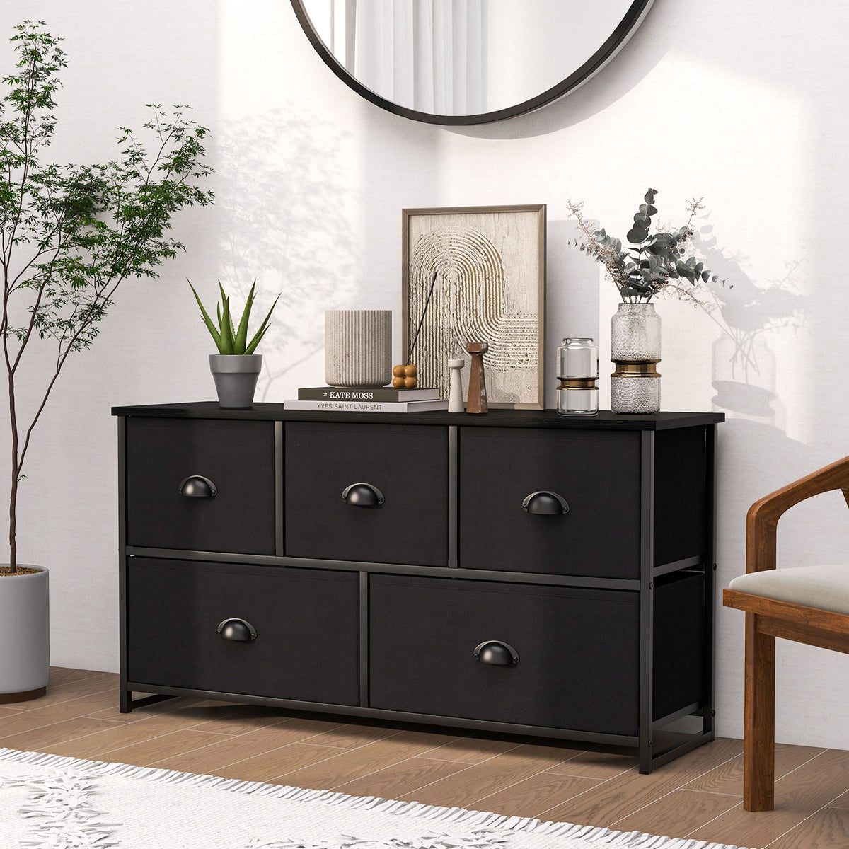 5 Drawer Storage Organizer Unit Horizontal Storage Cube Dresser Unit