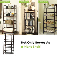 Freestanding 4-Tier Bamboo Plant Rack with Guardrails