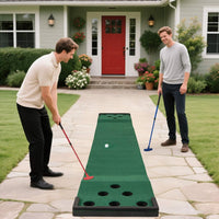 Golf Pong Game Set, Portable Golf Putting Mat with 2 Adjustable Putters