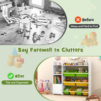 Kids Bookshelf with 8 Storage Boxes and 2 Open Shelves