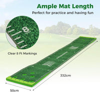 Portable Putting Green Mat with 2 Adjustable Putters, 6 Balls, Carrying Bag, Golf Putting Mat for Party
