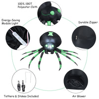 1.8M Halloween Inflatable Spider w/ LED Lights & Powerful Blower