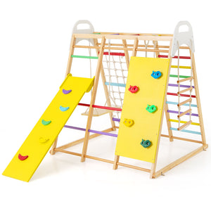 8-in-1 Wooden Jungle Gym Playset with Monkey Bars & Climbing Ladder