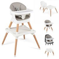 9-in-1 Convertible High Chair with Solid Wood Legs and Removable Dishwasher-Safe Tray