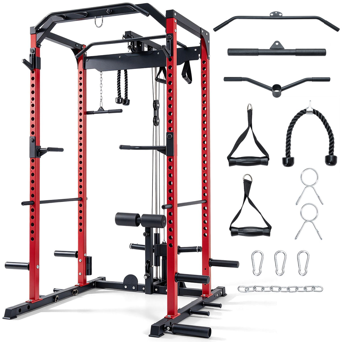 900 kg Power Cage with Cable Crossover System and Leg Hold-down
