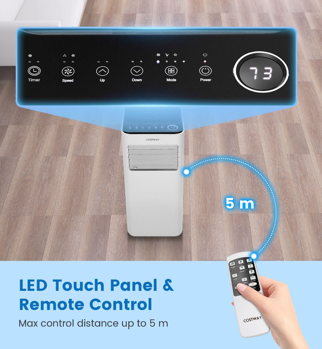 9000 BTU Portable Air Conditioner with Fan and Dehumidifier Mode