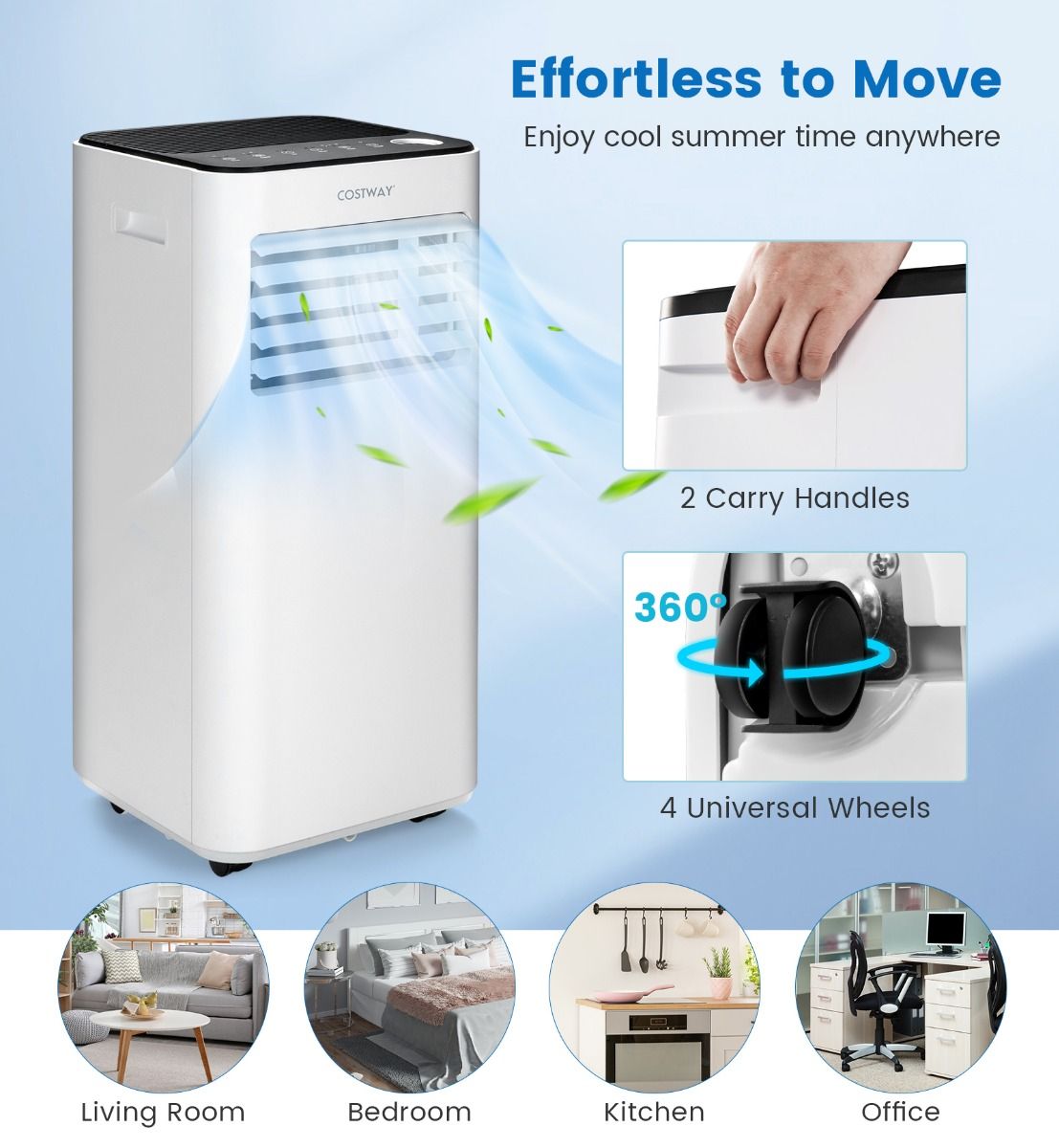 9000 BTU Portable Air Conditioner with Fan and Dehumidifier Mode