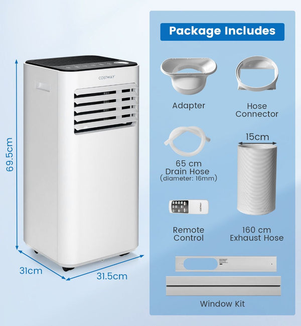 9000 BTU Portable Air Conditioner with Fan and Dehumidifier Mode