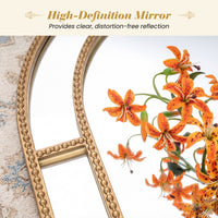 90 x 60 cm Gold Arched Wall Mirror with Beaded Frame