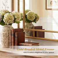 90 x 60 cm Gold Arched Wall Mirror with Beaded Frame