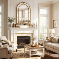 90 x 60 cm Gold Arched Wall Mirror with Beaded Frame