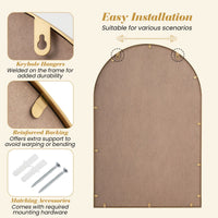 90 x 60 cm Gold Arched Wall Mirror with Beaded Frame