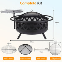 Outdoor Fire Pit with Adjustable and Rotatable Grill Grate