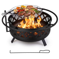 Outdoor Fire Pit with Adjustable and Rotatable Grill Grate