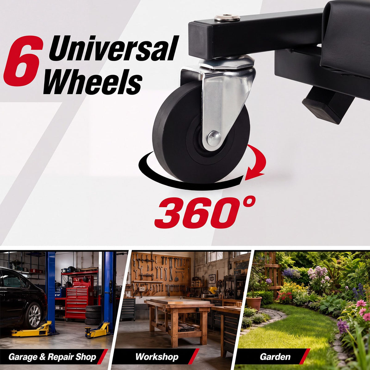 92cm 3-in-1 Folding Mechanic Creeper with 6 Swivel Wheels and Adjustable Seat