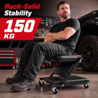 92cm 3-in-1 Folding Mechanic Creeper with 6 Swivel Wheels and Adjustable Seat