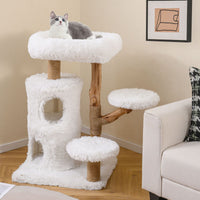 93 CM Cat Tower with Real Wood Branches and Scratching Posts for Indoor Cats