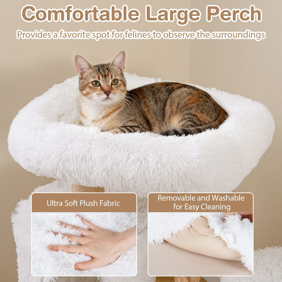 93 CM Cat Tower with Real Wood Branches and Scratching Posts for Indoor Cats