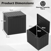 96L Outdoor Storage Box with Lockable Lid and Wicker-woven Texture